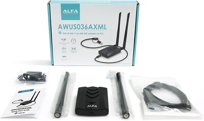 Alfa USB Wi-Fi adapters laid out
