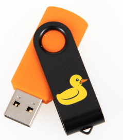 Rubber Ducky device on a desk