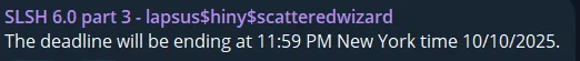 Telegram post showing Doomsday deadline